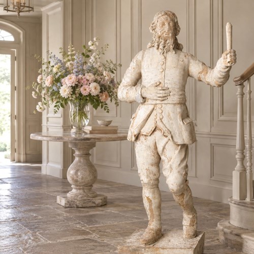 Antique Carved Nobleman Statue