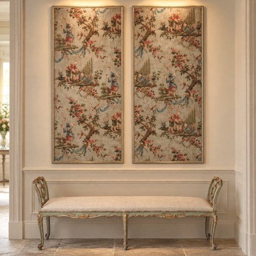 Antique French Chinoiserie Canvas Panels