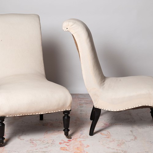 Scroll Back Pair Of Slipper Chairs