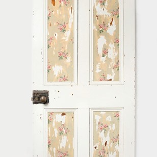 Old Door With Pretty Wallpaper