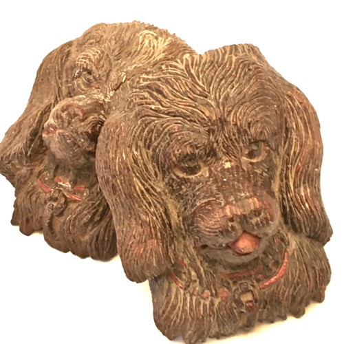 18th century carved wooden spaniels