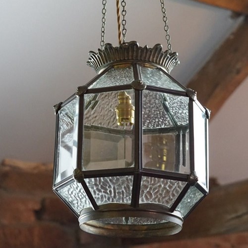 A Large Brass Glazed Lantern