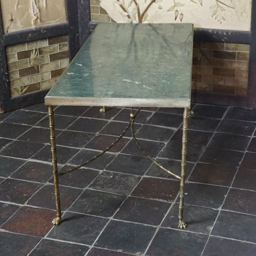 A Maison Baguès Brass Faux Bamboo And Marble Coffee Table, Circa 1950.