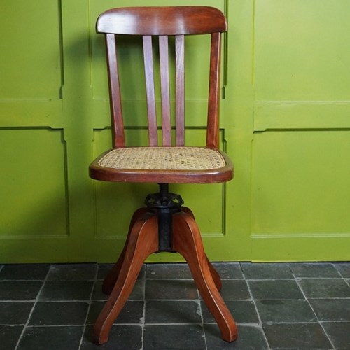 A 1940S French Wooden Swivel Office Chair Made By Stella