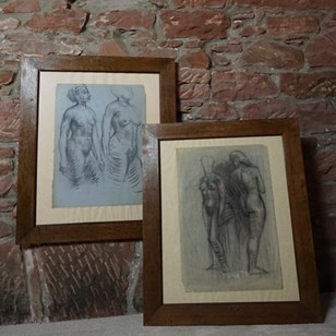 A Pair Of French Female Nude Charco...