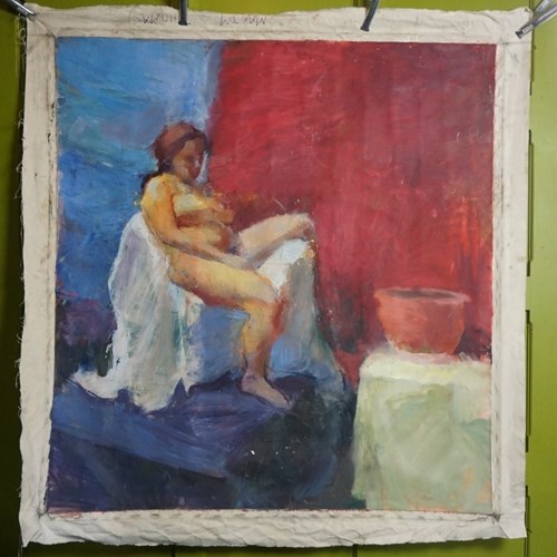 A Large Scale Oil On Canvas Of A Female Nude By Mandy Thomas