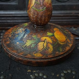 A Wooden Polychrome Floral Table La...