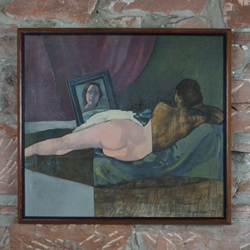Original Oil Nude Study By Roger Cox, 1971