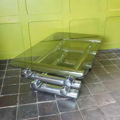 A Chrome And Glass Coffee Table By Tim Bates For Pieff, 1970S