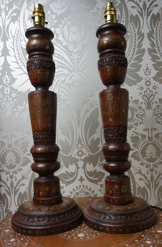 Pair Of Indian Brass Inlaid Table Lamps -no43collectables-dsc036952-main-638047202985516990.JPG