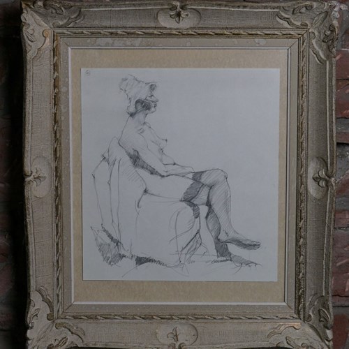A Pencil Sketch Of A Nude Female Framed In A Montparnasse Frame