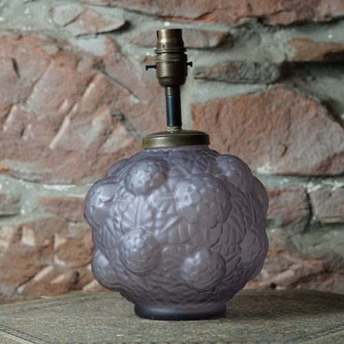 A French Violet Pressed Glass Table Lamp, 1920S