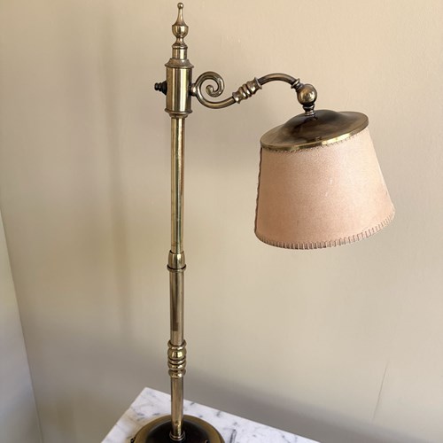 French Adjustable Height Early 20Th C Brass Desk Lamp