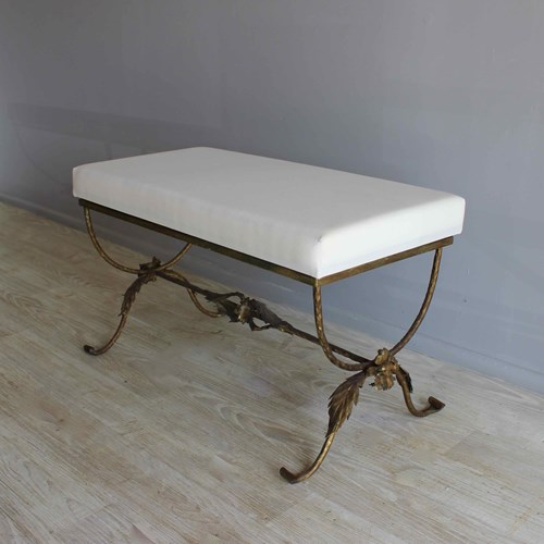 Pretty Spanish 'Leaf Pattern' End Of Bed Stool