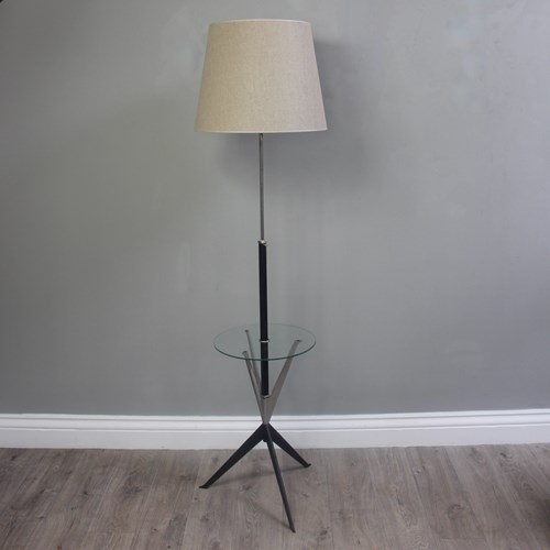 Stylish Mid Century Nickel Floor Lamp And Cocktail Table