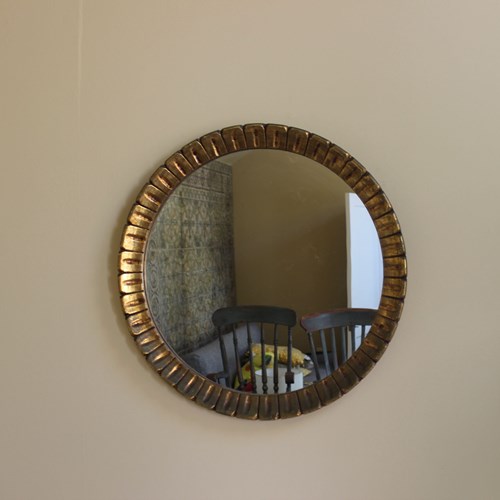 Circular Giltwood Midcentury Mirror