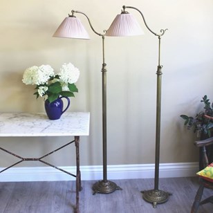 Elegant Pair Of Ribbed Brass French...