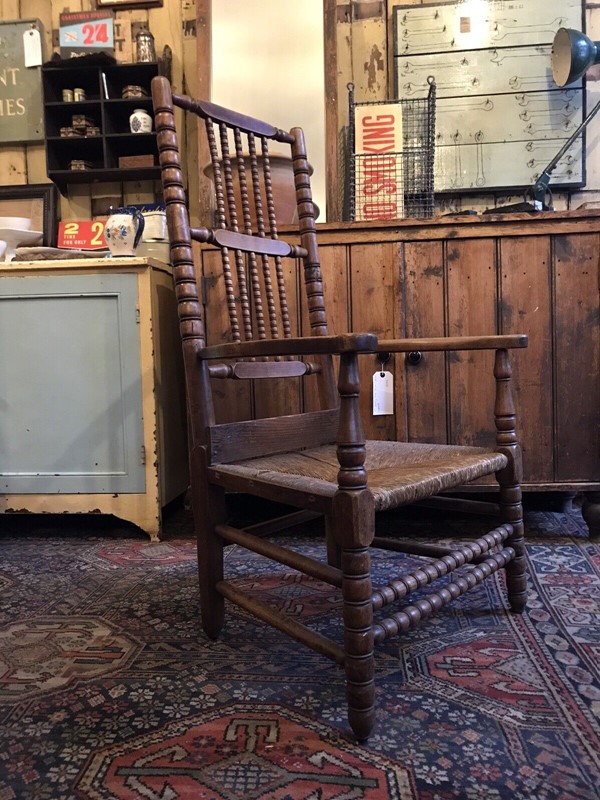 19th Century Bobbin Arm Chair With Rush Seat-nothing-new-19th-century-victorian-country-house-bobbin-turned-arm-chair-with-rush-seat---nothingnewstafford-4-main-638090570908282777.jpg