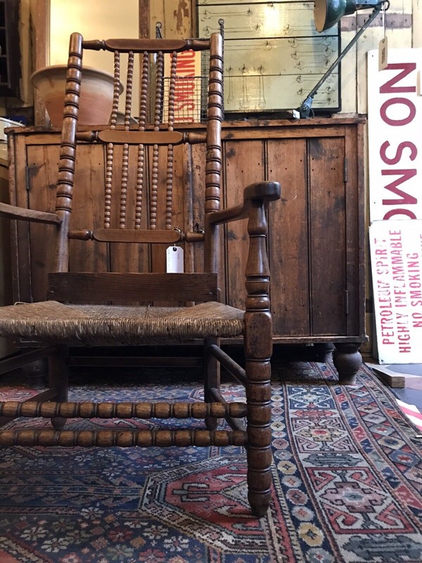 19th Century Bobbin Arm Chair With Rush Seat-nothing-new-19th-century-victorian-country-house-bobbin-turned-arm-chair-with-rush-seat---nothingnewstafford-9999999-main-638090571127653833.jpg