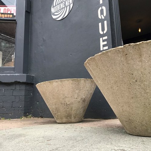 Pair Of Early To Mid 20Th Century Reconstituted Stone Conical Planters 