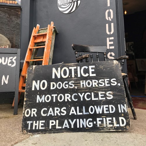 No Dogs, Horses, Motorcycles Or Cars Original Folk Art Sign