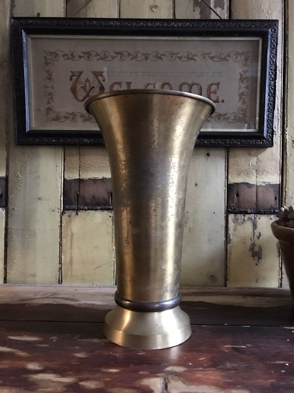 Early 20th Century Copper Banded Brass Vase-nothing-new-antique-early-20th-century-large-brass-with-copper-band-vase-arts--crafts---nothingnewstafford-3-main-638047905037976496.jpg