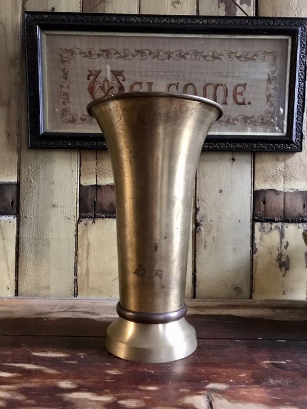 Early 20th Century Copper Banded Brass Vase-nothing-new-antique-early-20th-century-large-brass-with-copper-band-vase-arts--crafts---nothingnewstafford-5-main-638047905062507657.jpg