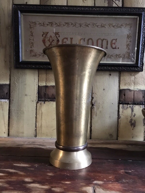 Early 20th Century Copper Banded Brass Vase-nothing-new-antique-early-20th-century-large-brass-with-copper-band-vase-arts--crafts---nothingnewstafford-6-main-638047905073601178.jpg