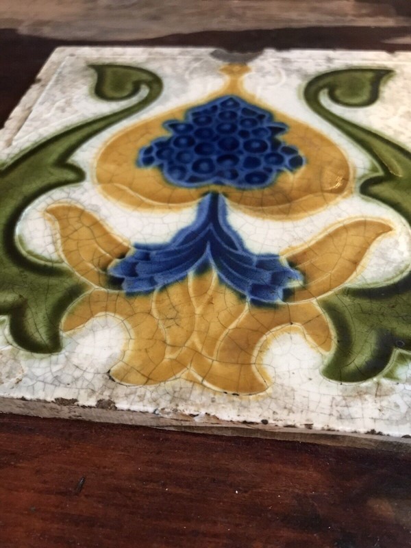 Art Nouveau Glazed Fireplace Tile -nothing-new-art-nouveau-6-inch-tile-floral-majolica-secessionist-antique---nothingnewstafford-4-main-638066944269413713.jpg