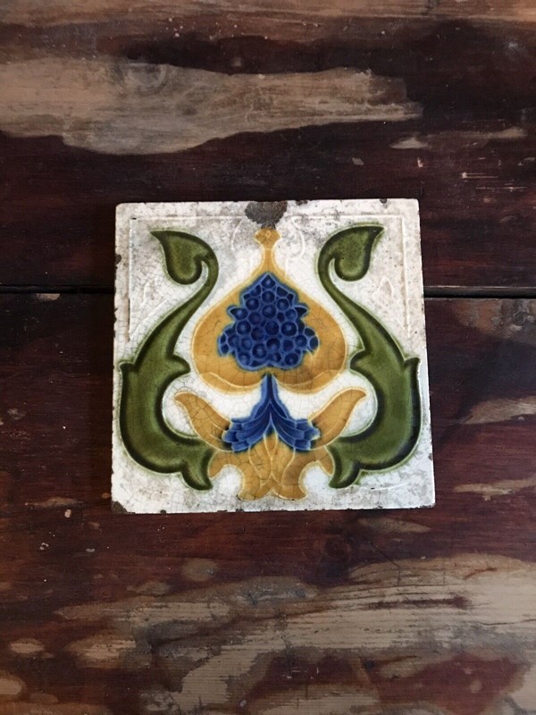 Art Nouveau Glazed Fireplace Tile -nothing-new-art-nouveau-6-inch-tile-floral-majolica-secessionist-antique---nothingnewstafford-main-638066943811007823.jpg