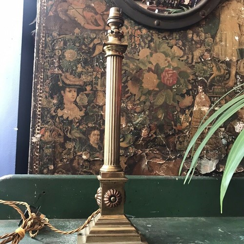 Early 20th C. Ecclesiastical Brass Table Lamp 