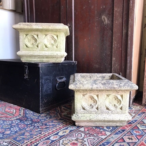 Pair Of Vintage Cotswold Stone Countryside Range Planters