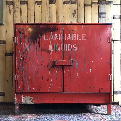 Early To Mid 20Th Century 'Flammable Liquids' Industrial Cabinet