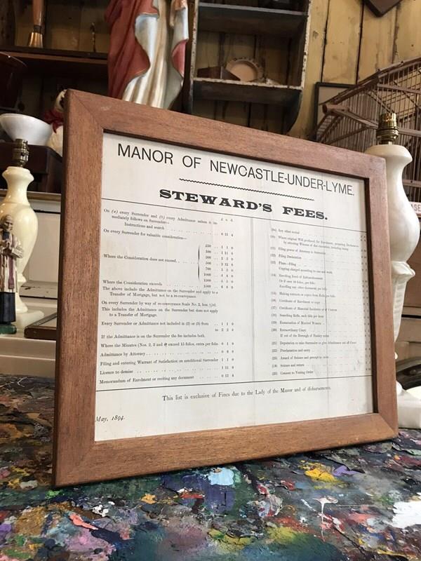 Framed Manor Of Newcastle Under Lyme Steward's Fees Paper On Card Sign-nothing-new-manor-of-newcastle-01---nothing-new-main-638249347076120732.jpg