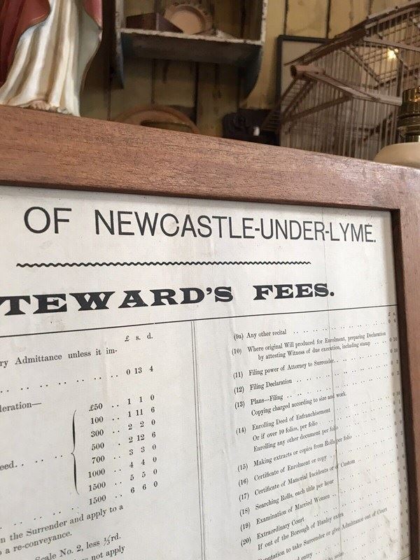 Framed Manor Of Newcastle Under Lyme Steward's Fees Paper On Card Sign-nothing-new-manor-of-newcastle-03---nothing-new-main-638249347506739144.jpg