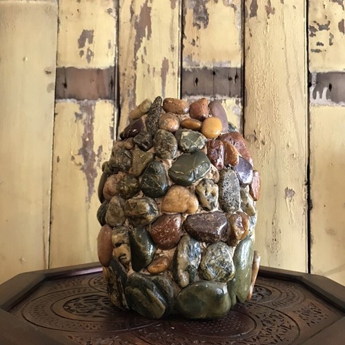 Mid 20Th Century Folk Art Pebble Encrusted Pot 