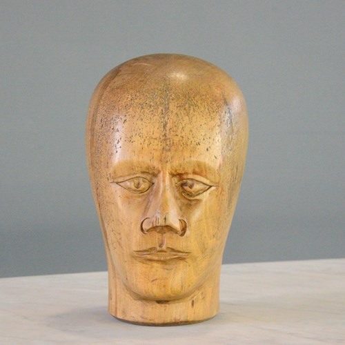 German Carved Wooden Milliners Head Circa 1910