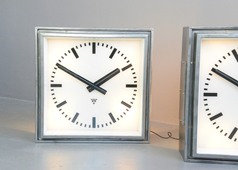 XL Light Up Station Clocks By Pragotron Circa 1950-otto-s-antiques--dsc0948-main-637642857899769291.JPG