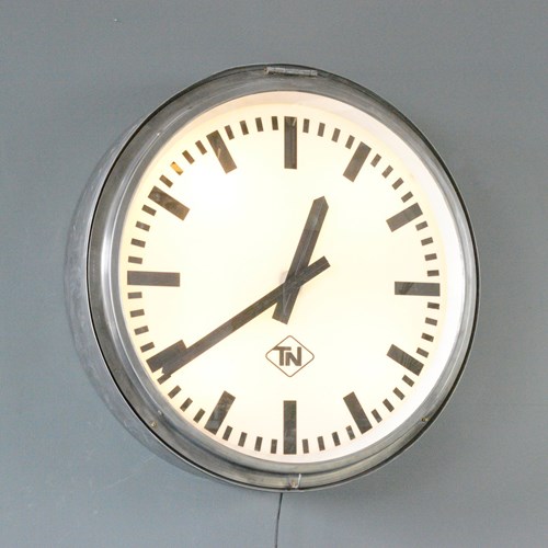 Large Light Up Station Clock By TN Circa 1960S