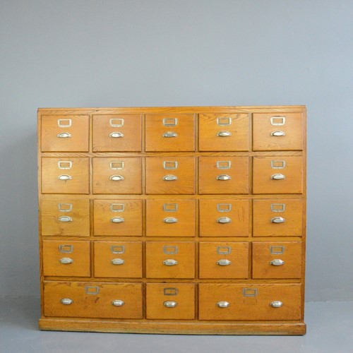 Large Bank Of French Art Deco Filing Drawers 