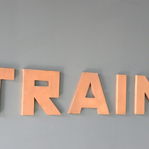 Large Copper Train Sign Circa 1960S