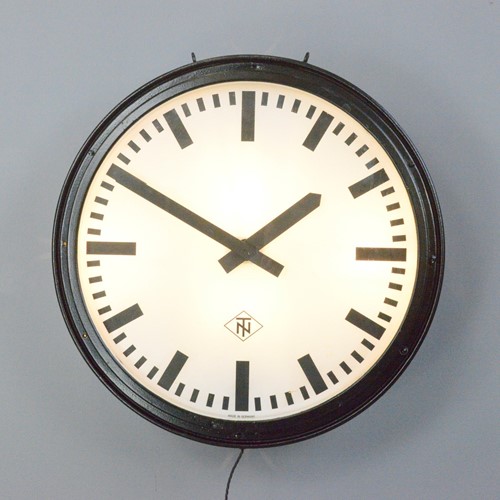 Large Light Up Factory Clock By TN Circa 1950s