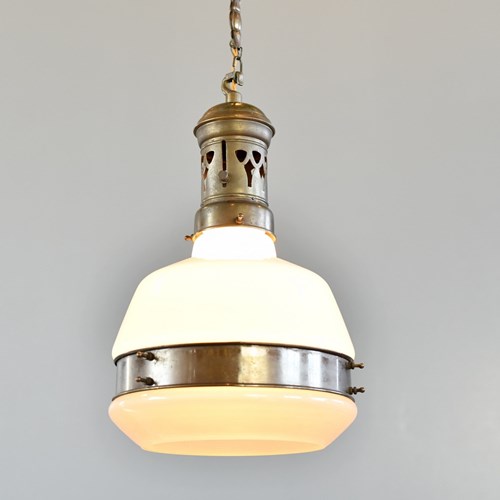 German Opaline Pendant Light Circa 1910