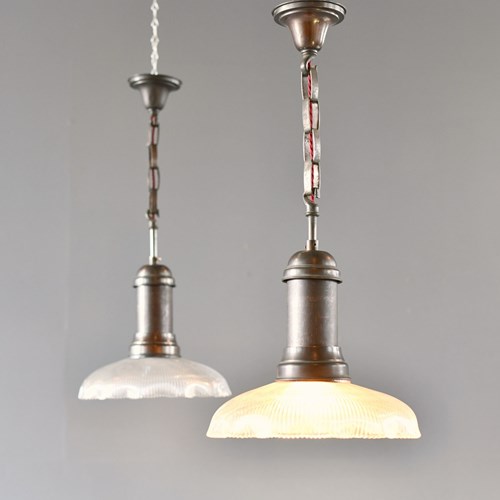 Early 20Th Century Holophan Pendant Lights Circa 1920S