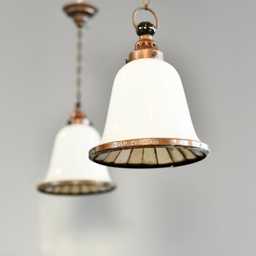 Early 20Th Century Kandem Opaline Pendant Lights