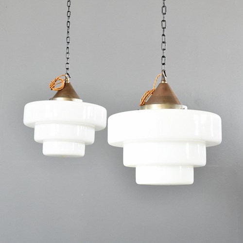 Art Deco Opaline Lights By Edison Circa 1930S