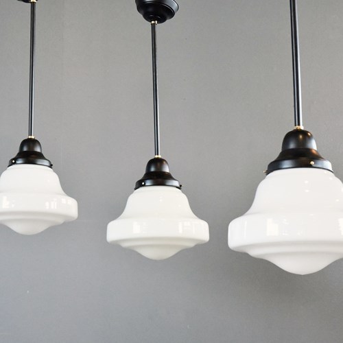 Art Deco Acorn Opaline Lights By Edison Circa 1930S