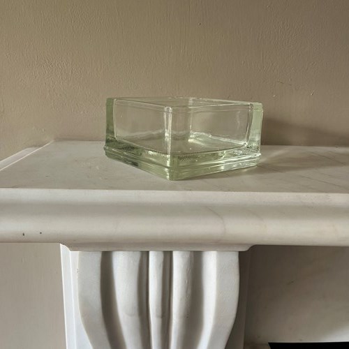 French Heavy Moulded Glass Square Bowl, Vide Poche