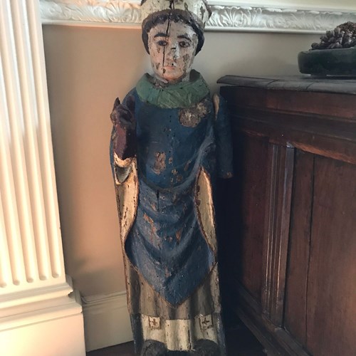 17Th Century Polychrome Statue Of St Vincent