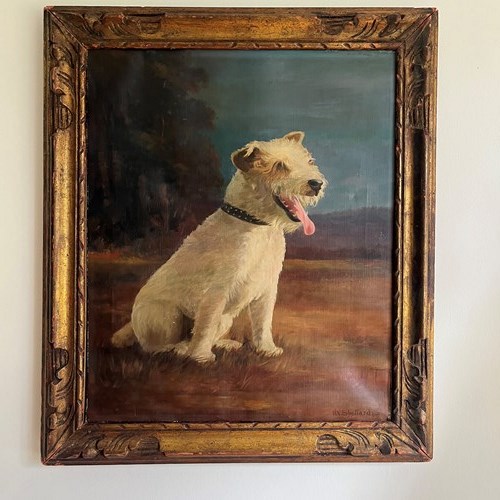 Edwardian Portrait Painting Of A Terrier